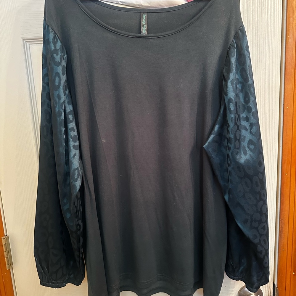 Sterling Kreek Long Sleeve Top with Leopard Sleeves - Women's